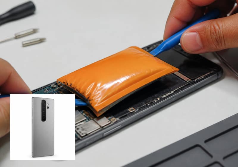 Galaxy avec batterie gonflée, prise en charge iSmartFix Lille