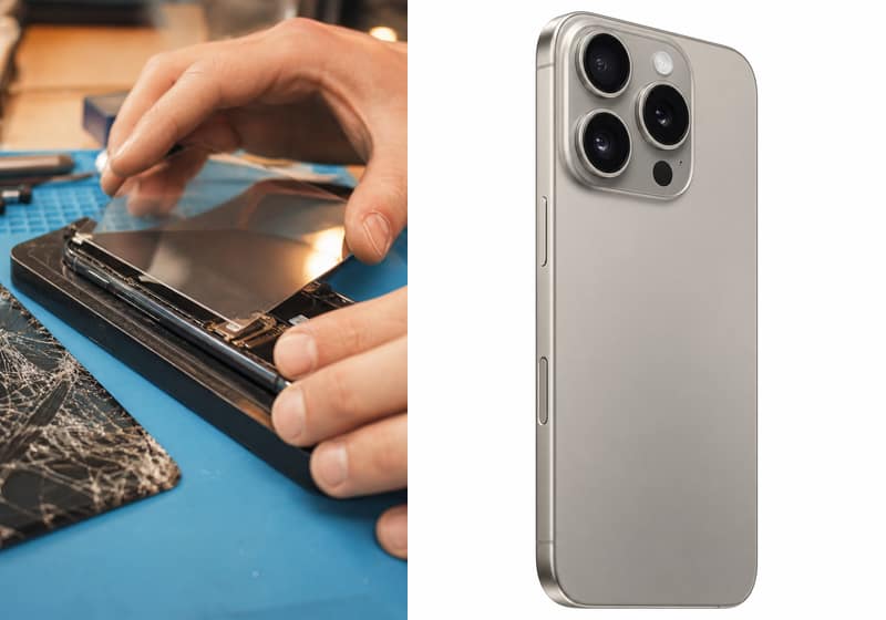 iPhone écran noir examiné avant remplacement de dalle à Lille
