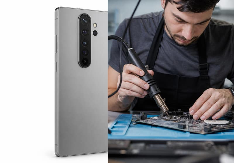 Galaxy A34 ouvert pour diagnostic dans l’atelier iSmartFix à Lille