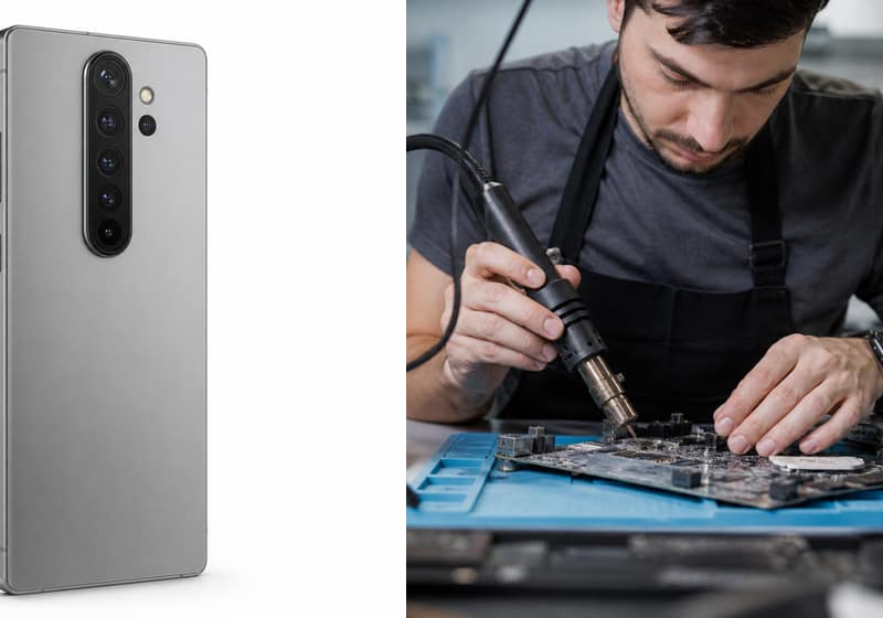 Galaxy A53 ouvert pour diagnostic dans l’atelier iSmartFix à Lille