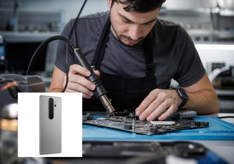 Galaxy S21 ouvert pour diagnostic dans l’atelier iSmartFix à Lille