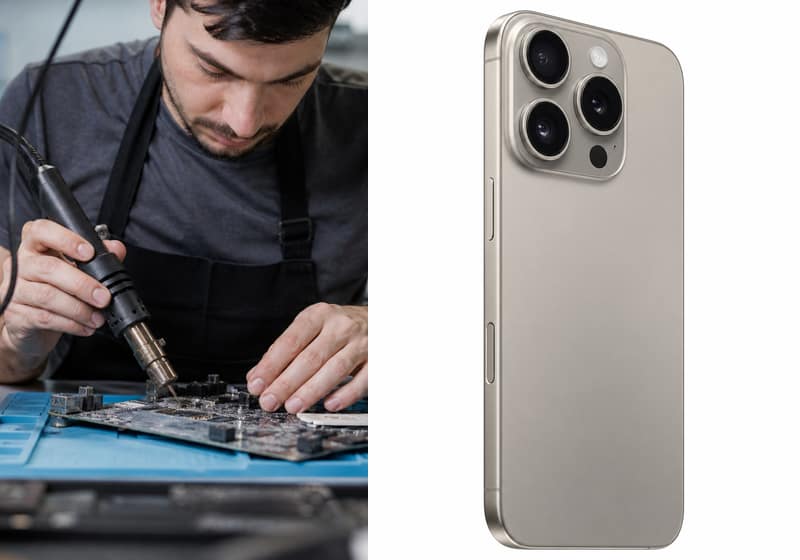 iPhone 12 mini ouvert pour diagnostic dans l’atelier iSmartFix à Lille