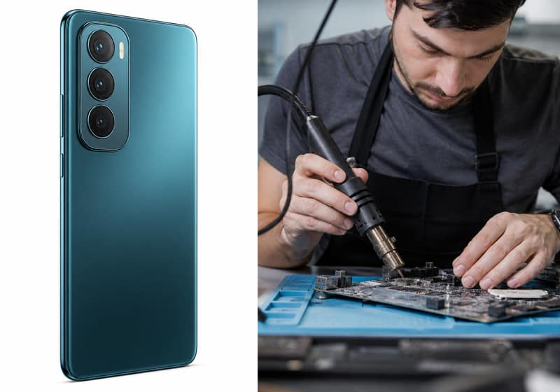 Oppo Reno 12 ouvert pour diagnostic dans l’atelier iSmartFix à Lille
